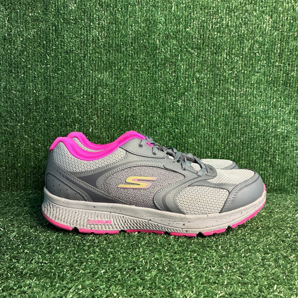Skechers GORUN Consistent Vivid Horizon Mesh Running Sneaker Gray Pink Womens 10